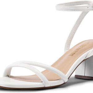 Women's Chunky Strappy Block Heels Square Toe Wedding Party Flat Sandals
